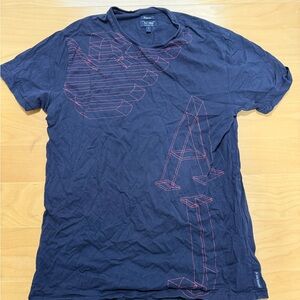 Armani Jeans Navy Tee with Red Graphic